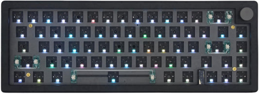 Cmokifuly GMK67 65% Mechanical Keyboard Kit Tri-Mode South-Facing RGB LED Gaming Keyboard for 3/5pin Switches 66 Keys+1 Knob Hotswap Socket PCB Gasket Mounted Plate DIY Keyboard Kit (Black)