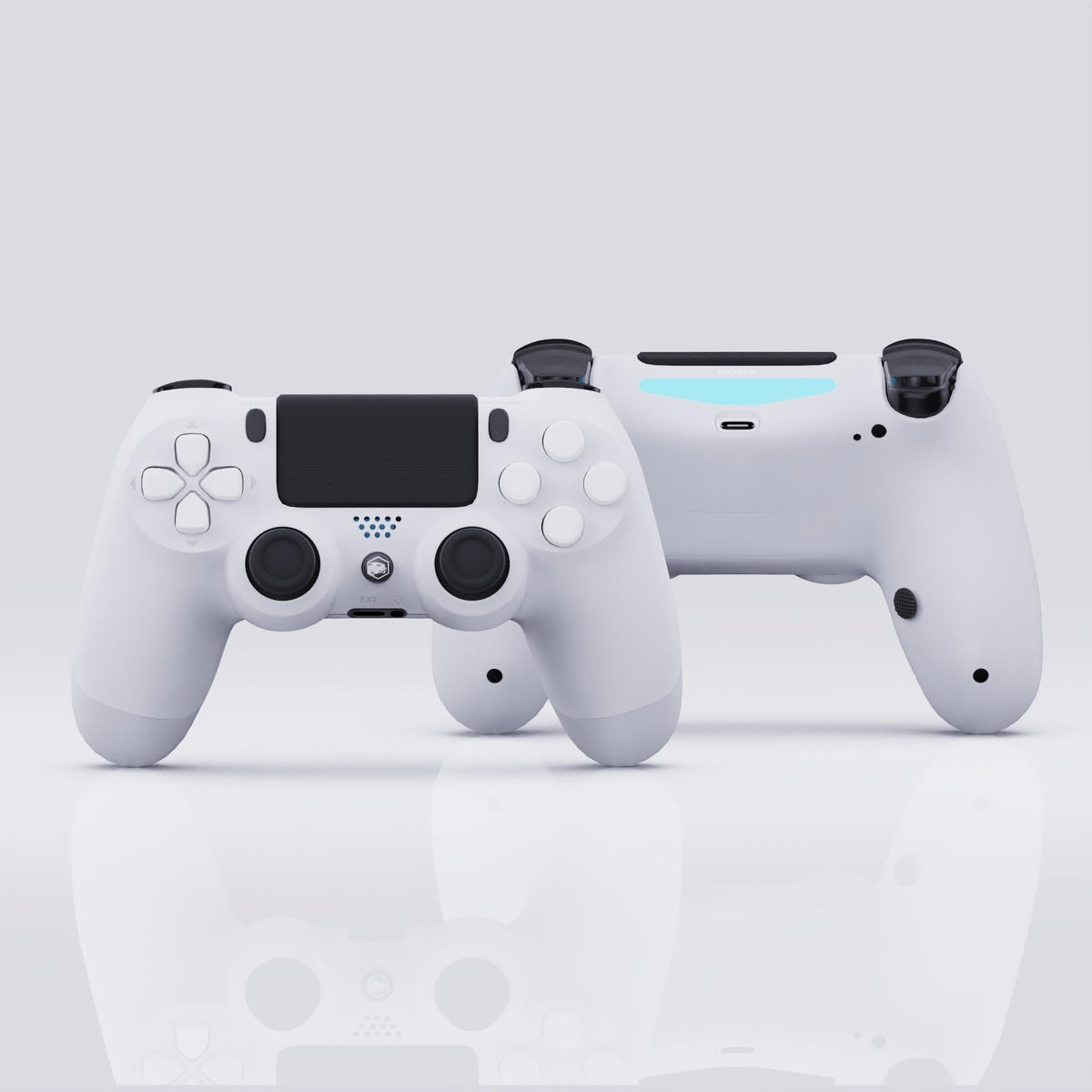 Battle Beaver Basic Pick Controller for PS4 with Rumbles In, TMR, USB-C Upgrade, X/O Rear Buttons, Carrying Case White