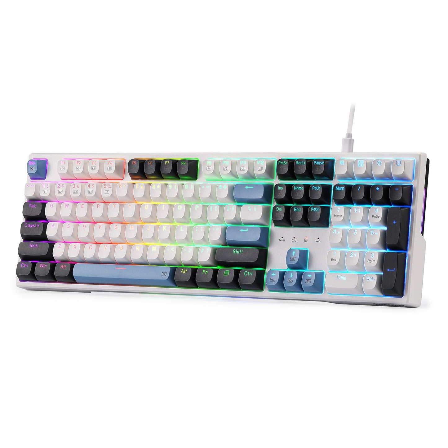 Redragon K668 Wired Mechanical Gaming Keyboard, 108 Keys, RGB, Hot-swappable, Glacier Azure
