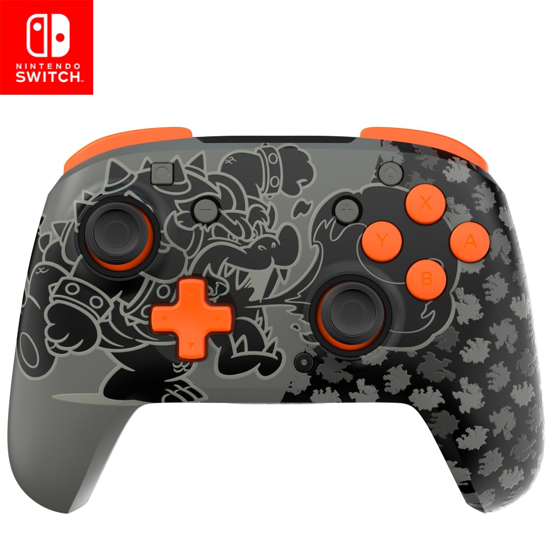 PDP REMATCH GLOW Wireless Nintendo Switch Pro Controller  Full Motion Controls - Licensed for Nintendo Switch. & Lite & OLED Model  Rechargeable Battery Power  Glow in the Dark: Blackout Bowser
