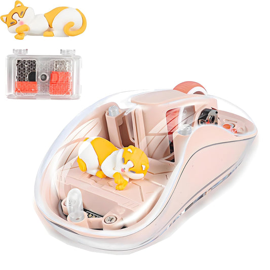 elec Space Cute Wireless USB C Mouse - Bluetooth Triple Mode, Silent, Portable, Milk Tea Color