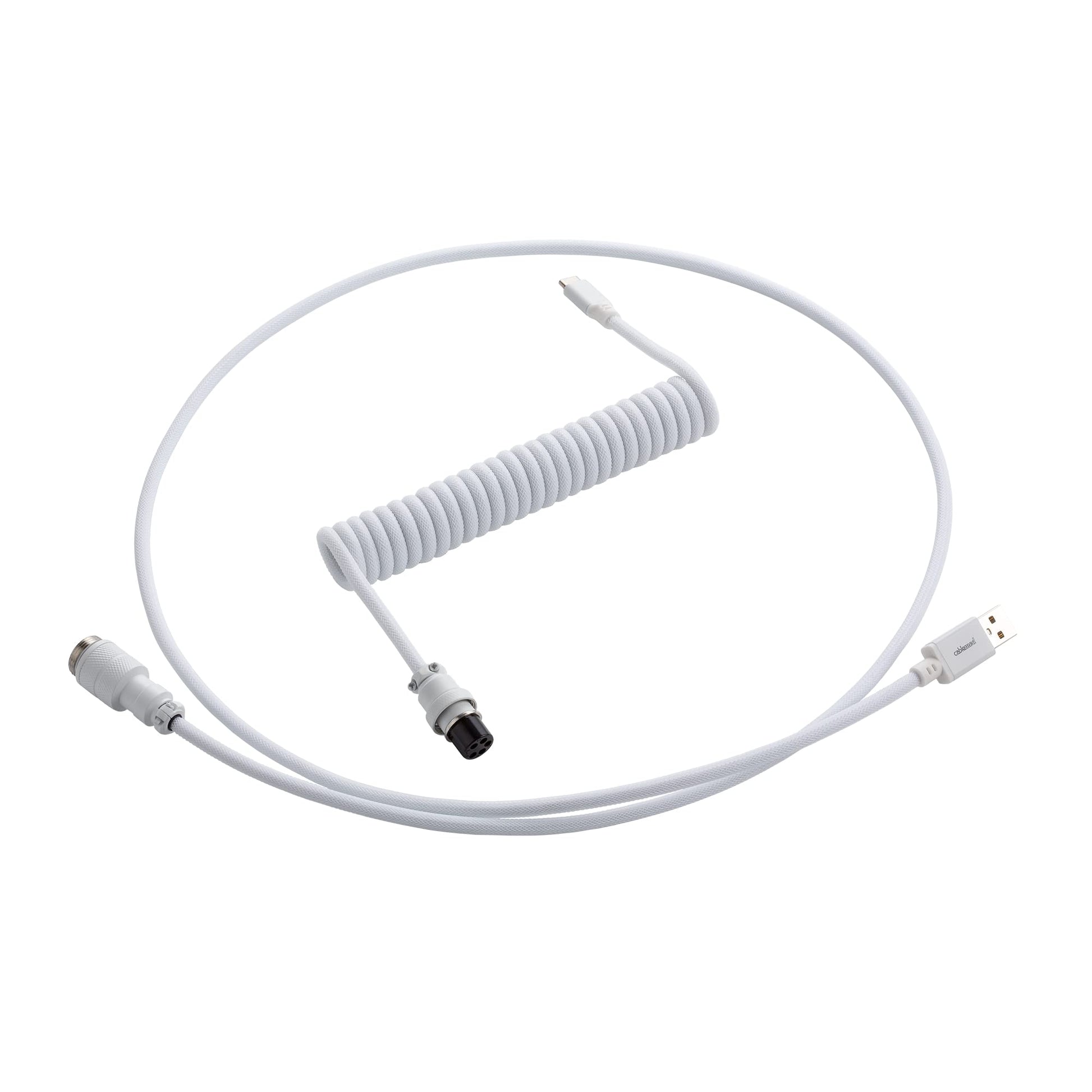 CableMod Pro Coiled Keyboard Cable (Glacier White  USB A to USB Type C  150cm)