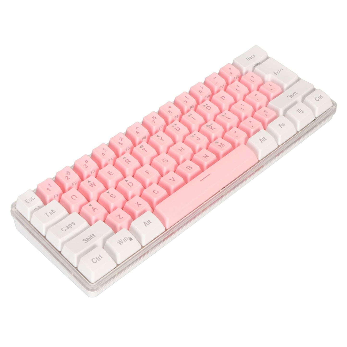 ZJchao Gaming Keyboard 60% Layout Mechanical Keyboard 61 Keys Wired RGB Compact Keyboard for Typist (White Pink)
