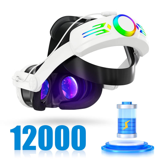 Head Strap Battery for Meta Oculus Quest 3 3S  12000mAh Rechargeable Battery Head Strap  Adjustable Elite Strap with Battery RGB Light 8H Playtime