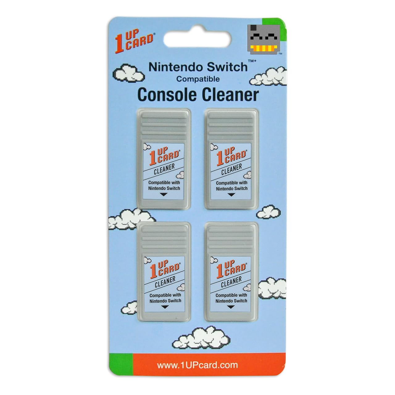 1UPcard Video Game Console Cleaner - 4 Pack for Nintendo Switch, Grey, Model CCSW