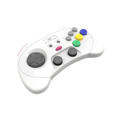 Retro-Bit SEGA Saturn Wireless Pro Controller - 2.4GHz, Includes 2 Receivers, White, Model rb-uni-28