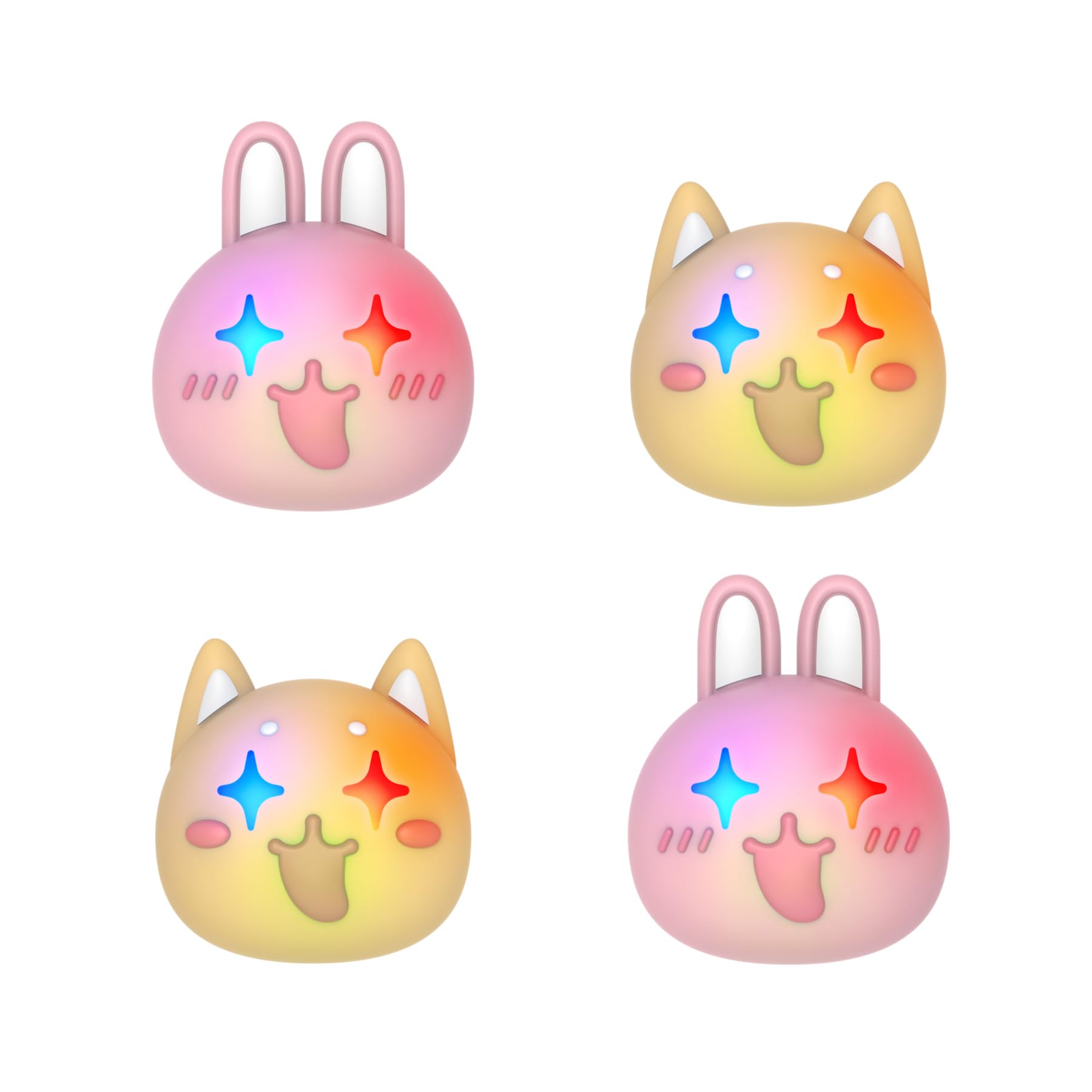 PlayVital Cute Universal Illuminated LED Thumbstick Grips for ps5  for ps4  Joystick Caps for Xbox Series X/S  for Xbox One  Switch Pro Controllers  Joystick Protection - Cheeky Bunny & Puppy