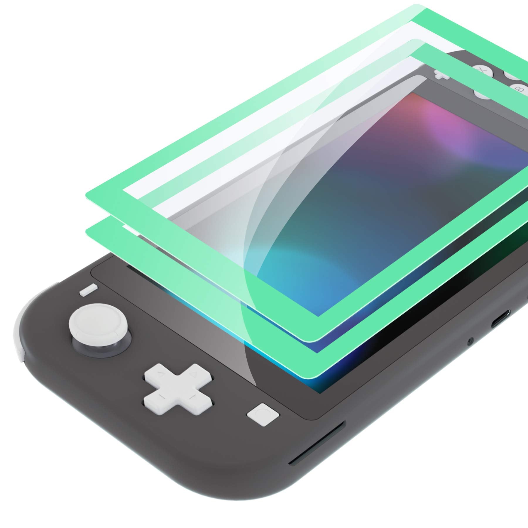 eXtremeRate 2 Pack Mint Green Border Transparent HD Clear Saver Protector Film  Tempered Glass Screen Protector for Nintendo Switch Lite [Anti-Scratch  Anti-Fingerprint  Shatterproof  Bubble-Free]