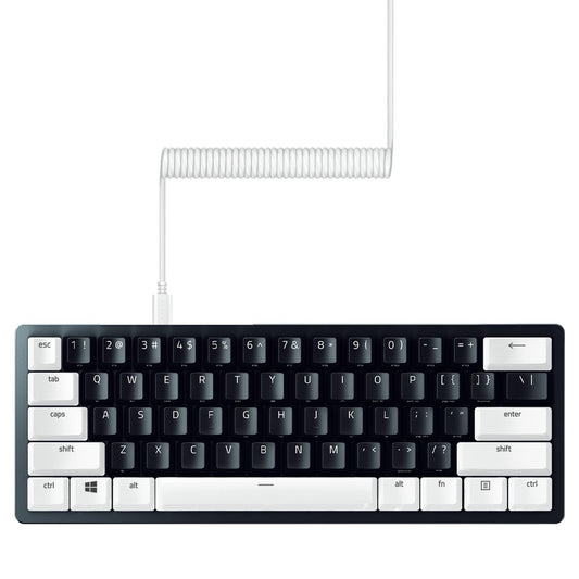 Razer PBT Keycap + Coiled Cable Upgrade Set: Durable Doubleshot PBT - Universal Compatibility - Keycap Removal Tool & Stabilizers - Tactically Coiled & Designed - Braided Fiber Cable - Mercury White