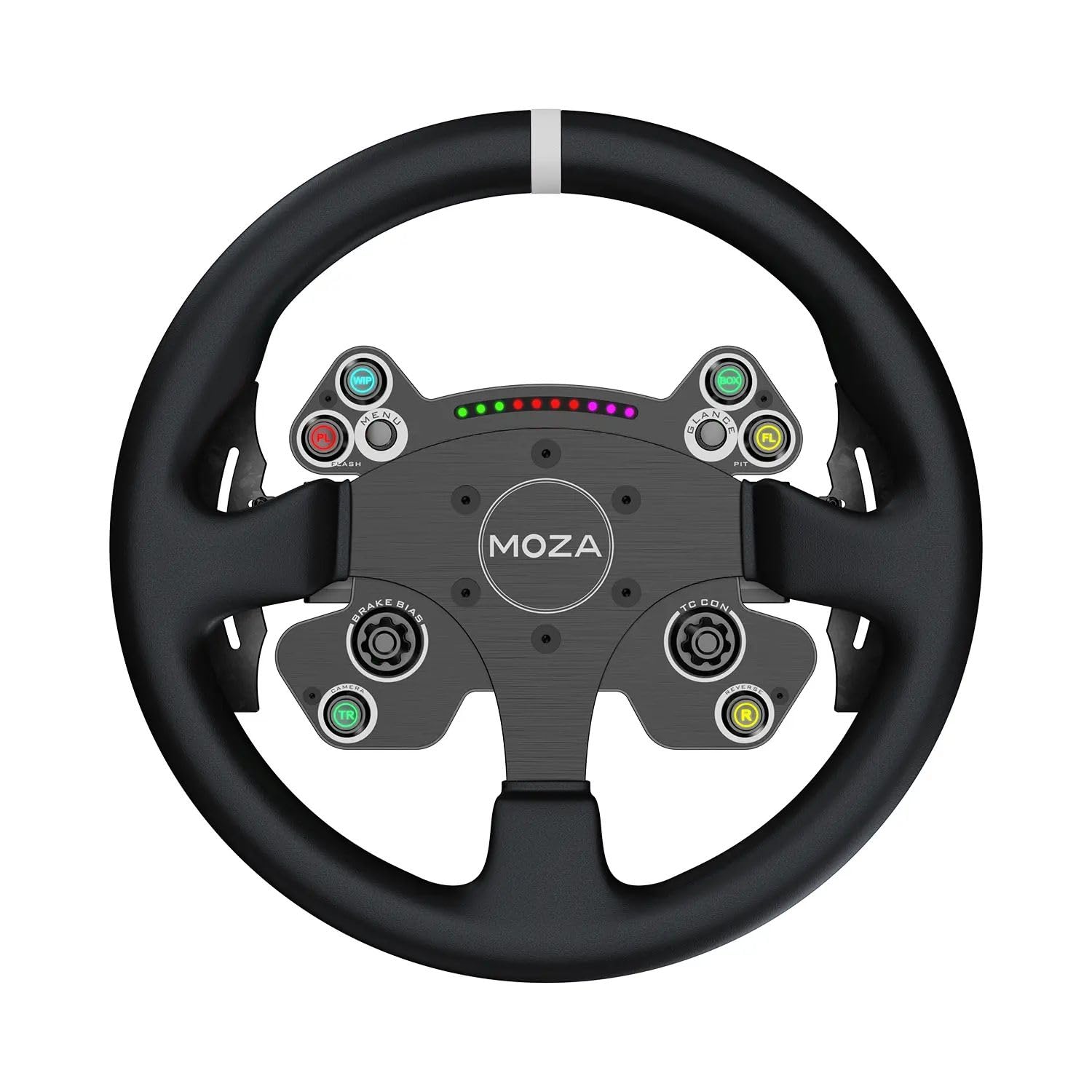 MOZA CS V2P Racing Wheel for PC Gaming Steering Wheel  13 Inch Aviation high gradeluminum Alloy Rim  Carbon Fiber paddles  RGB Indicator  Pressable Joysticks and customizable controls