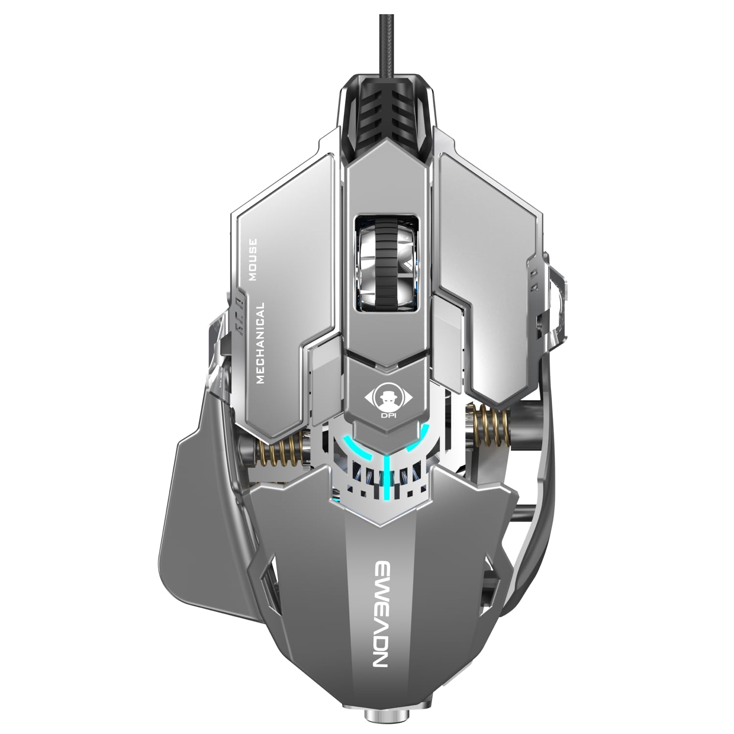 SEUNKWANG EWEADN G5 Wired Gaming Mouse  Ergonomic RGB Computer Mouse  12800 Adjustable DPI  9 Programmable Macro Buttons with Rapid Fire Key Compatible for PC/Laptop/Windows-Grey&White