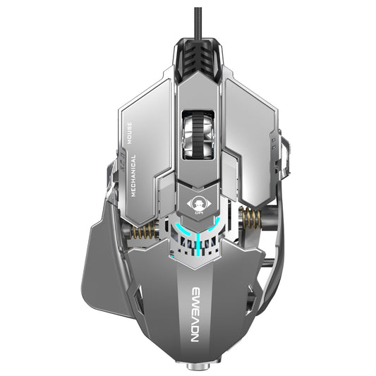 SEUNKWANG EWEADN G5 Wired Gaming Mouse  Ergonomic RGB Computer Mouse  12800 Adjustable DPI  9 Programmable Macro Buttons with Rapid Fire Key Compatible for PC/Laptop/Windows-Grey&White