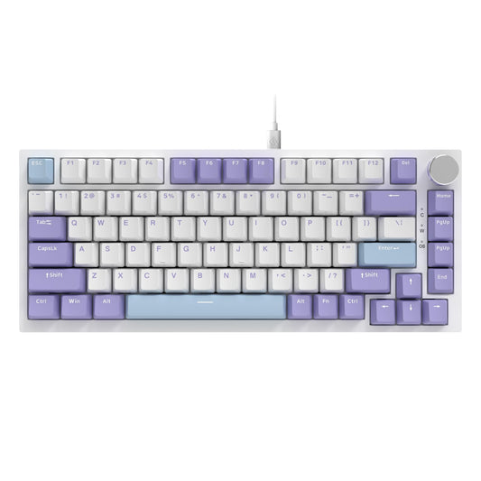 AJAZZ AK820 75% Wired RGB Gasket Mechanical Keyboard with Volume Knob  Compact 82 Keys Hot-Swap Keyboard  OME Profile PBT Keycap  Detachable Type-C Cable (Purple&Blue)