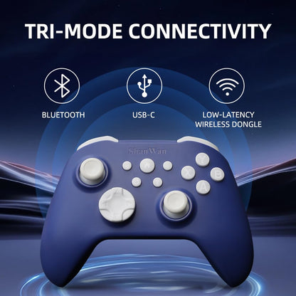 ShanWan Wireless Controller for iPhone, Android, PC, Switch - Q34XSP, Blue, Supports Turbo, Dual Vibration, Gyroscope, Wake-up Functions