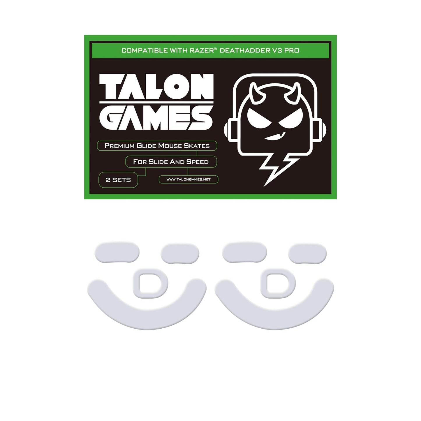 2Sets of TALONGAMES Rounded Curved Edges Mouse Feet Skates Compatible with Razer DeathAdder V3 Pro Gaming Mouse Feet Replacement 0.8mm Pure PTFE Material with Super Smooth Glide Pads