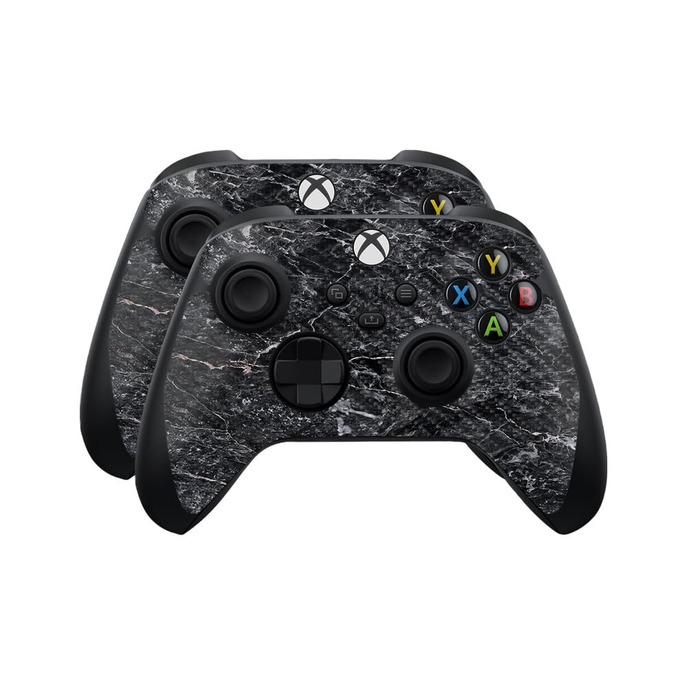 Carbon Fiber Skin Compatible with Microsoft Xbox Series X|S Controller (2 Pack) - Onyx Marble - Premium 3M Vinyl Protective Wrap Decal Cover - Easy to Apply | Crafted in The USA by MightySkins