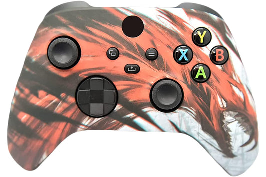 Hand Airbrushed Fade Custom Controller Compatible with Xbox Series X/S & Xbox One (Series X/S Red Dragon)