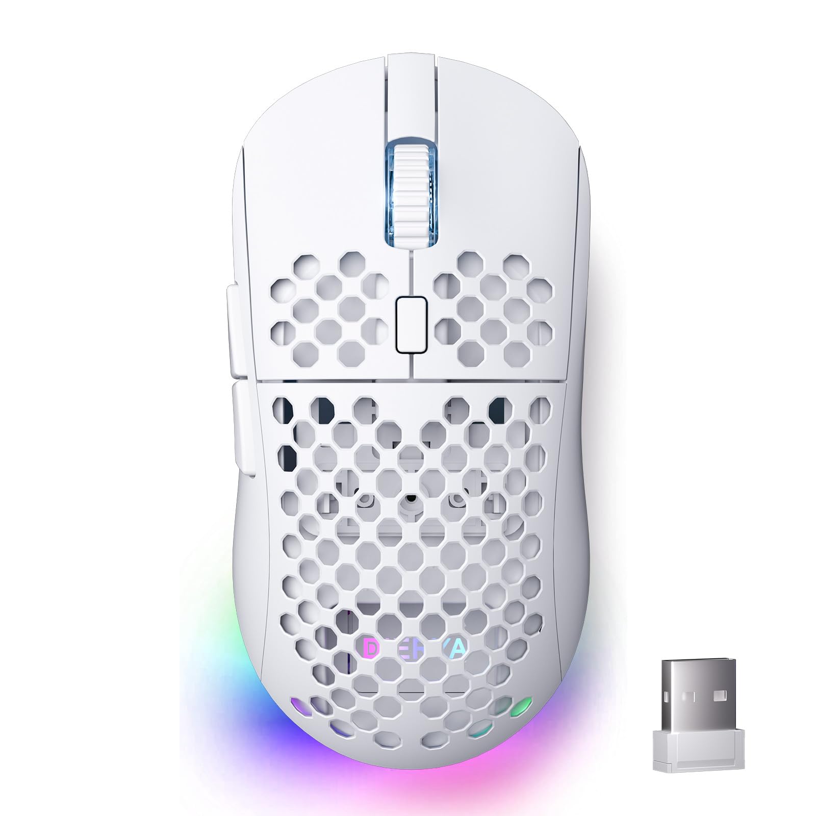 DIERYA M1 Wireless Gaming Mouse  24000DPI  180Hrs Battery  16.8M RGB  6 Programmable Buttons  Lightweight  Tri-Mode (2.4G/BT5.2/USB-C) for PC/Mac/Laptop - White