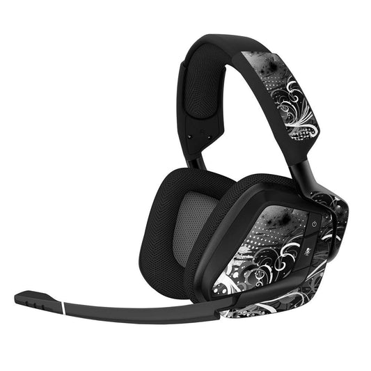 MIGHTY SKINS Corsair Void Pro Skin - Black Flourish Vinyl Decal Wrap, Durable & Easy to Apply