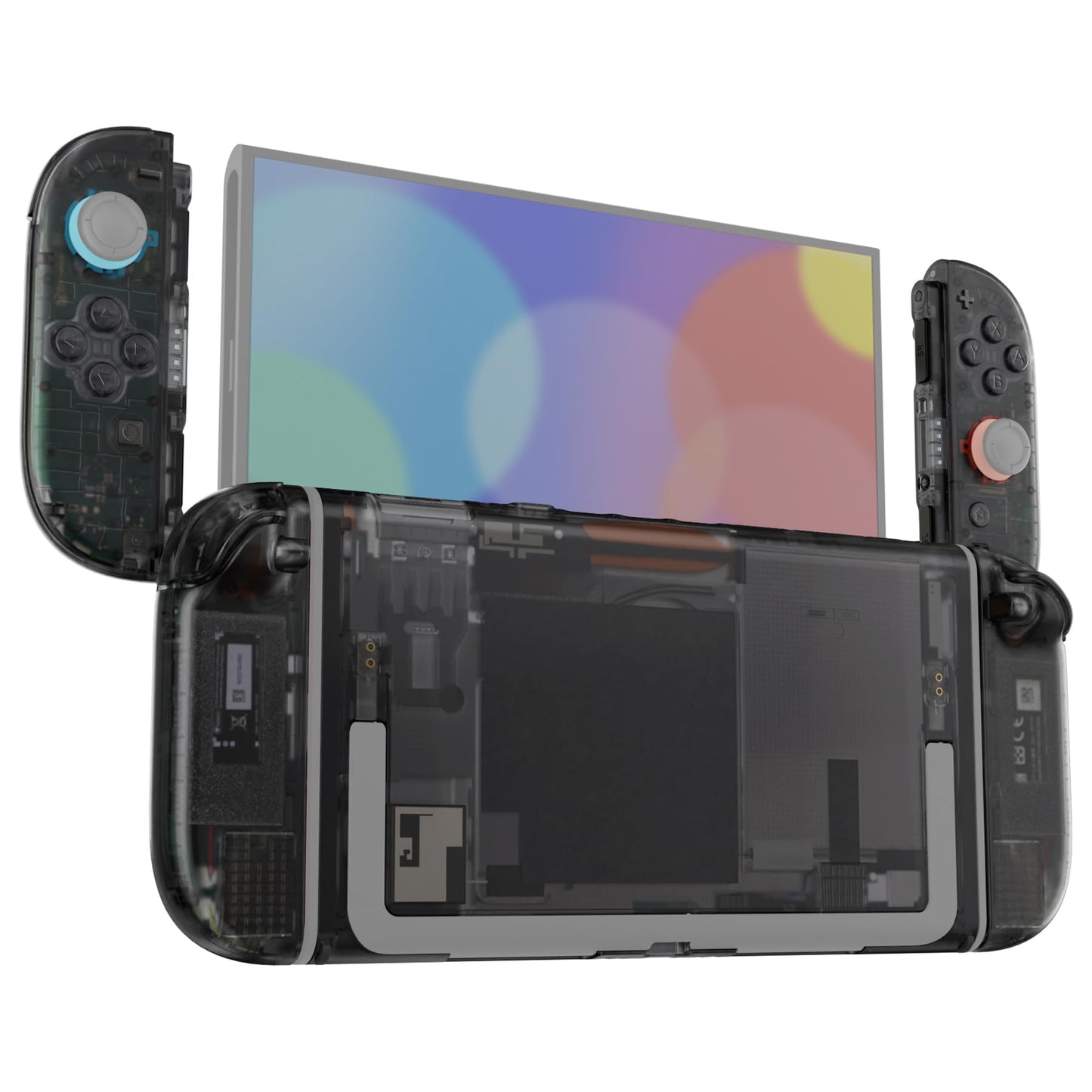 eXtremeRate DIY Replacement Shell Buttons for Nintendo Switch 2  Full Set Rear Back Plate Controller Housing with Buttons for Switch 2 Handheld Console & Joycon 2 - Deluxe Version - Clear Slate Black