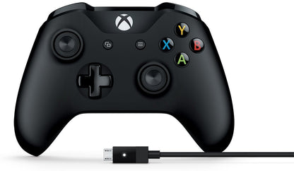 Xbox Wireless Controller with Cable for Windows, Model 4N6-00001, Black, Plastic Material