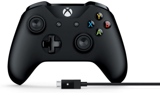 Xbox Wireless Controller with Cable for Windows, Model 4N6-00001, Black, Plastic Material