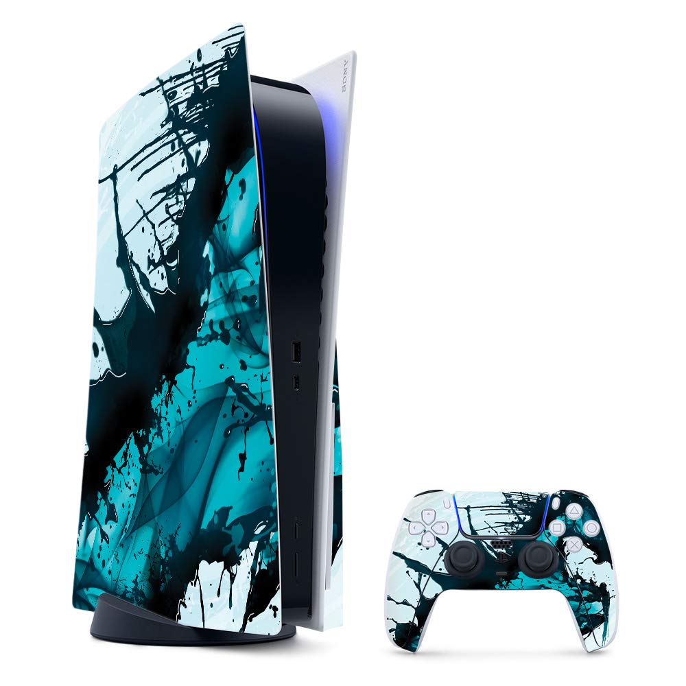 MightySkins Gaming Skin for PS5 / Playstation 5 Bundle - Wild Splash | Protective Viny wrap | Easy to Apply and Change Style | Made in The USA