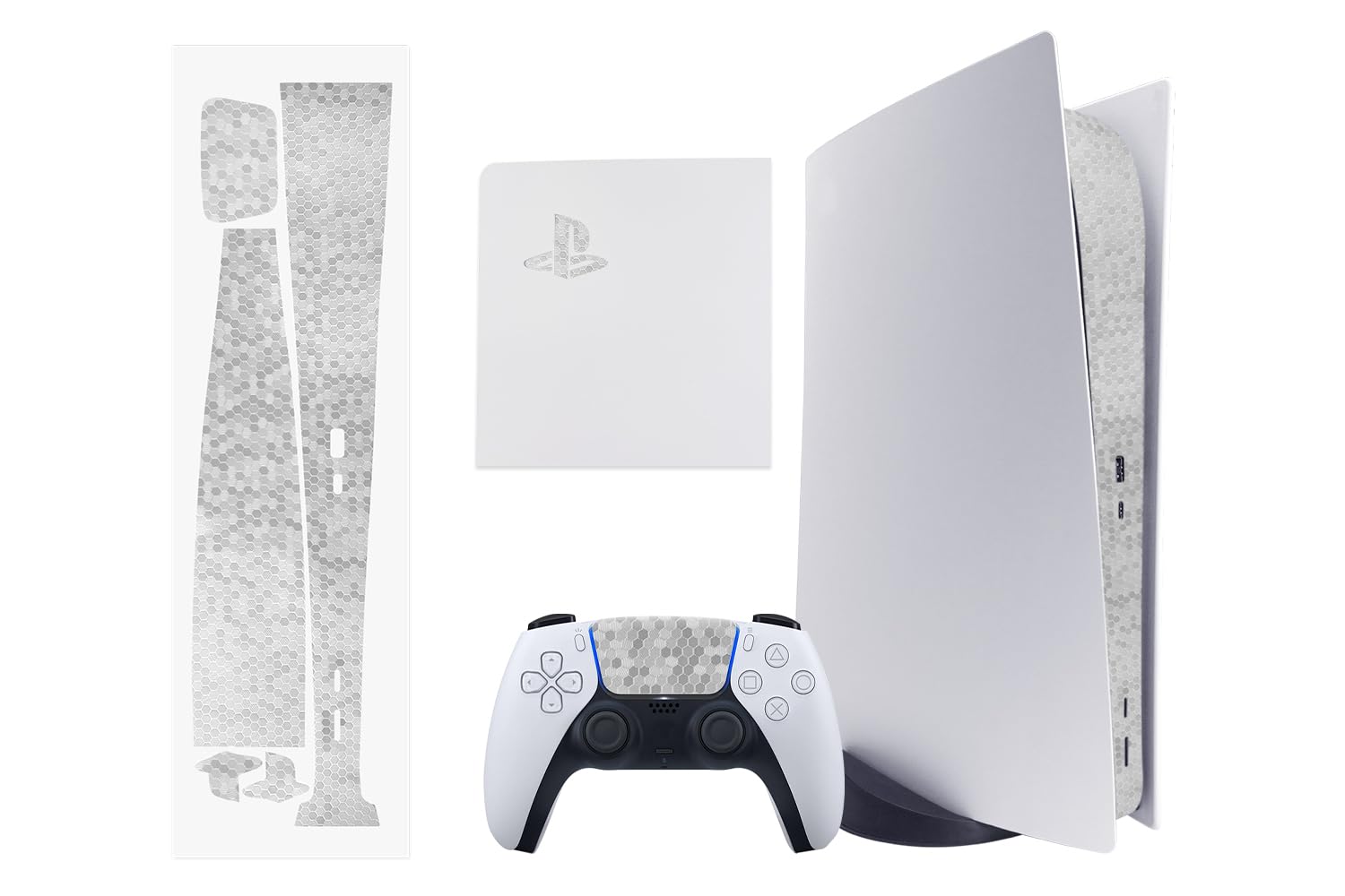 TALONGAMES PS5 Console Skin  Disk Version Host Middle Strip Sticker  Console Center Part Protection Strip Film  PS5 Middle Sticker Accessories Durable Scratch Resistant (Honeycomb Hex Gray)