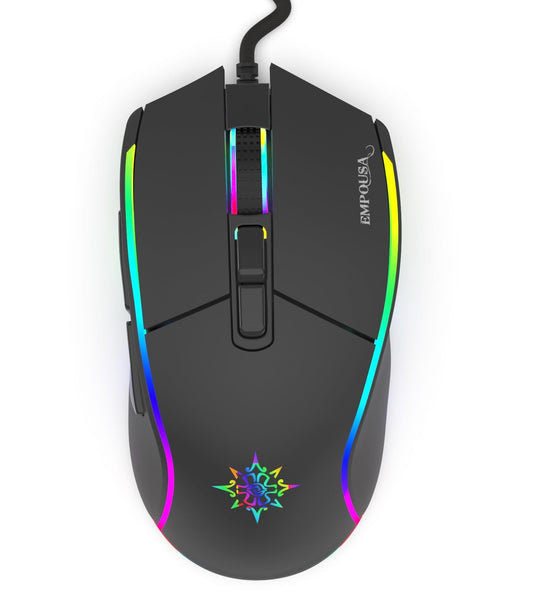 Inca IMG-GT16 PRO Wired Gaming Mouse - 6400 DPI, 7 Programmable Buttons, 6 RGB Lighting Modes, 1.8 m Braided Cable, Ergonomic De