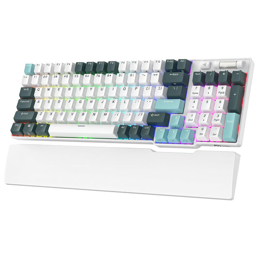 RK ROYAL KLUDGE RK96 Wireless Mechanical Keyboard, 90% Layout, RGB, Hot Swappable, Camp Green, Linear Yellow Switch, Massive Battery