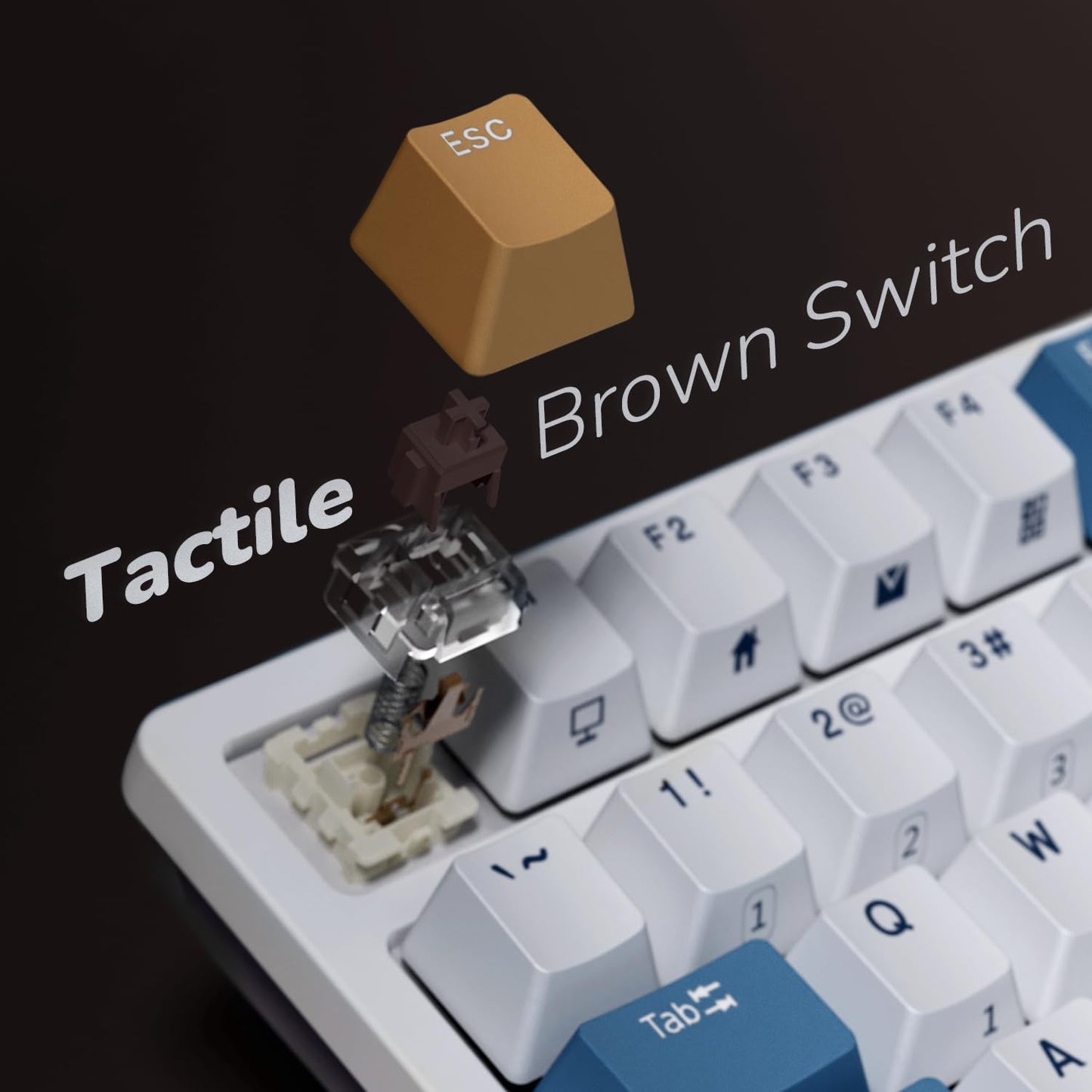 RK ROYAL KLUDGE RK98 Wireless Mechanical Keyboard - Hot Swappable Brown Switches, RGB Backlit, White, 100 Keys, Ergonomic Design