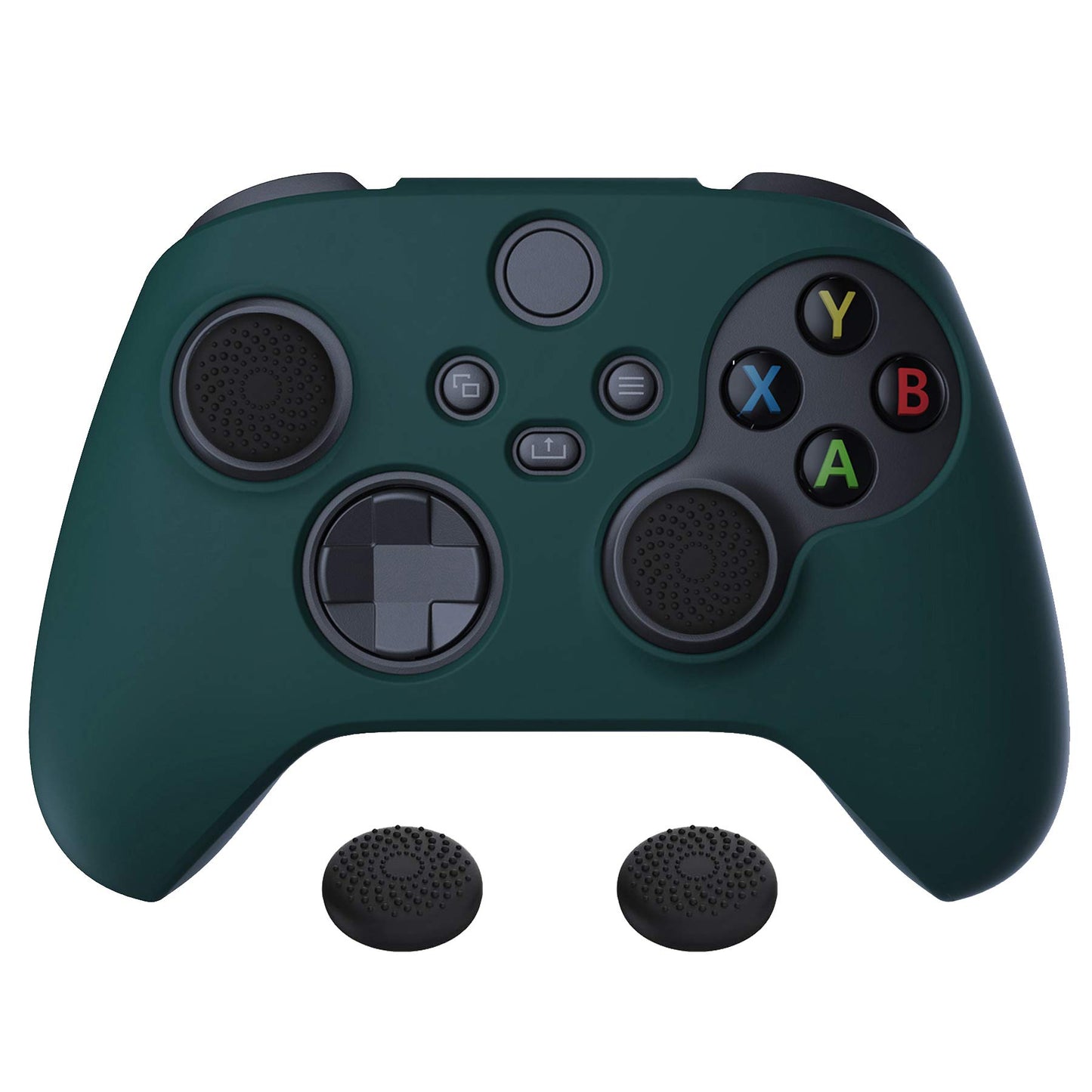 PlayVital Racing Green Pure Series Anti-Slip Silicone Cover Skin for Xbox Series X Controller  Soft Rubber Case Protector for Xbox Core Wireless Controller with Black Thumb Grip Caps