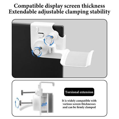 GEEKRIA Clamp-On Headphone Holder, Screen-Mount Hanger for Gaming Headsets, 2 Pack, White, Compatible with Sennheiser, Bose, Razer, Beats