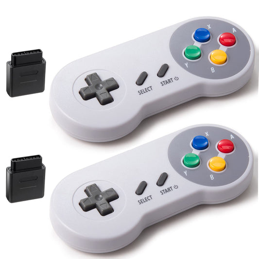 KIWITATA 2 Pack Wireless Controller for SNES Original Console  2.4GHz Retro Rechargeable Remote Wireless Super SNES Gamepad for SNES Nintendo Entertainment System Console-7 Pin Connector