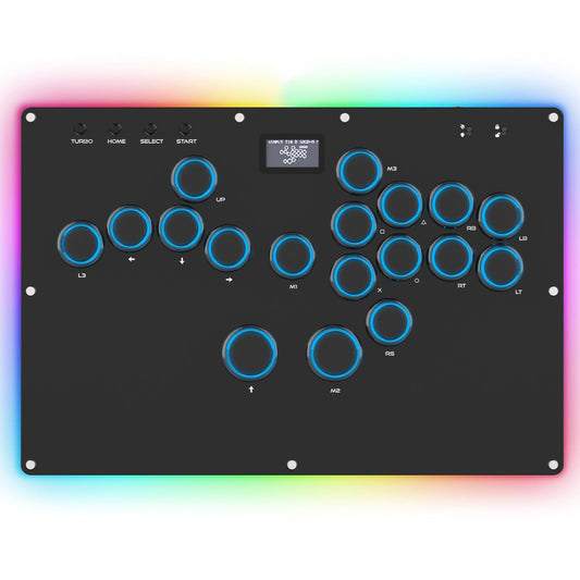 GuileKeys GK-18 Leverless Arcade Stick, All-Button Fight Controller with 18 Keys, RGB Lights, Hot-Swappable for PS5/PS4/PS3/PC/S