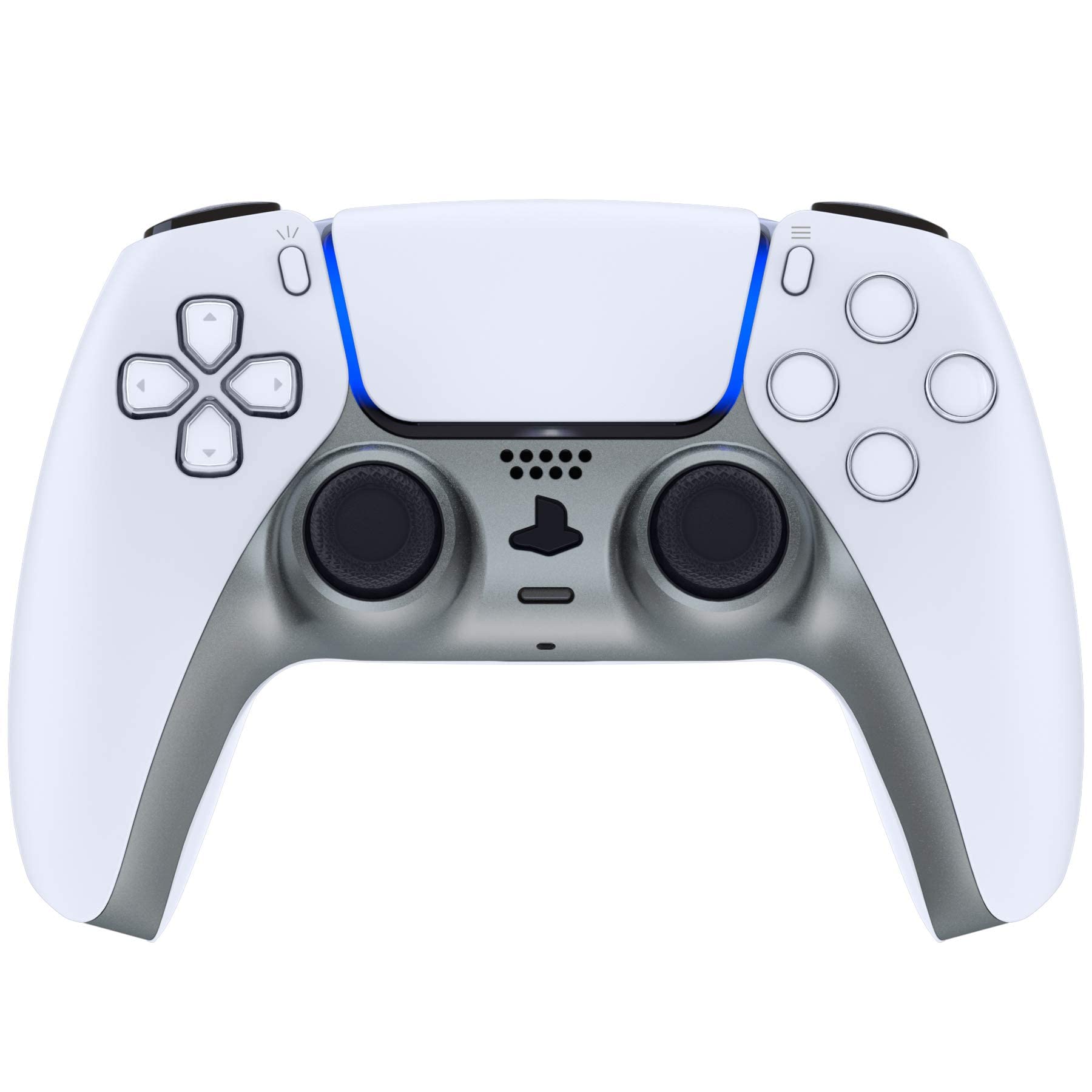 eXtremeRate Metallic Steel Gray Decorative Trim Shell Compatible with p s 5 Controller  DIY Replacement Clip Shell  Custom Plates Cover Compatible with p s 5 Controller with Accent Rings