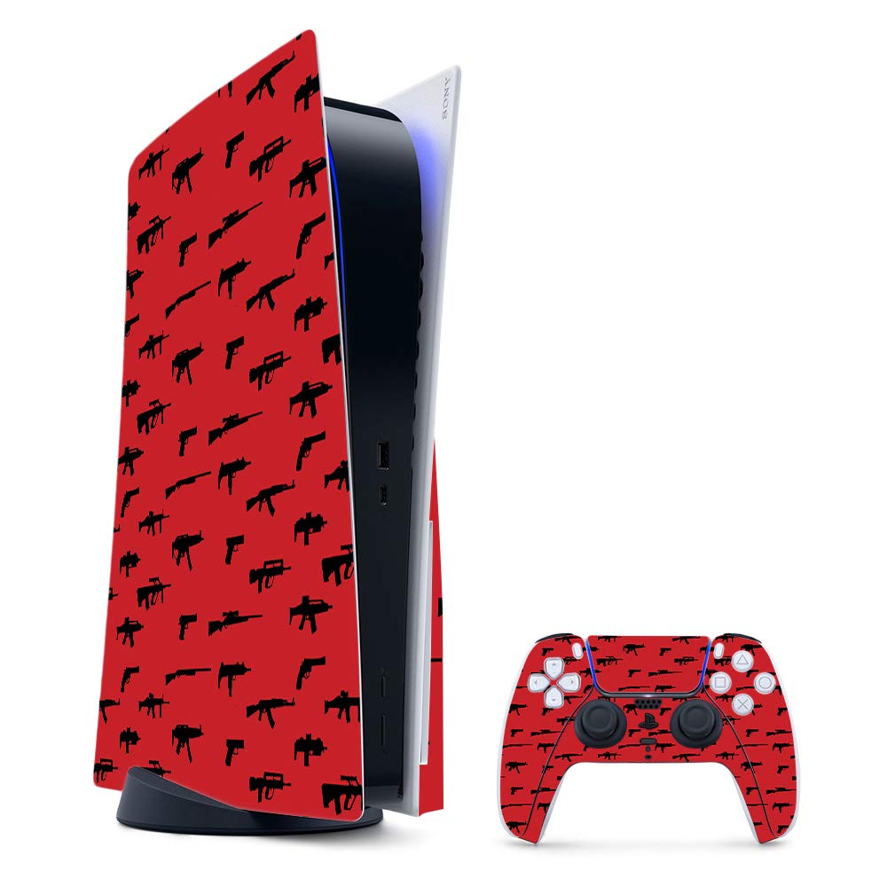 MightySkins Gaming Skin for PS5 / PlayStation 5 Bundle - Guns | Protective Viny wrap | Easy to Apply and Change Style | Made in The USA