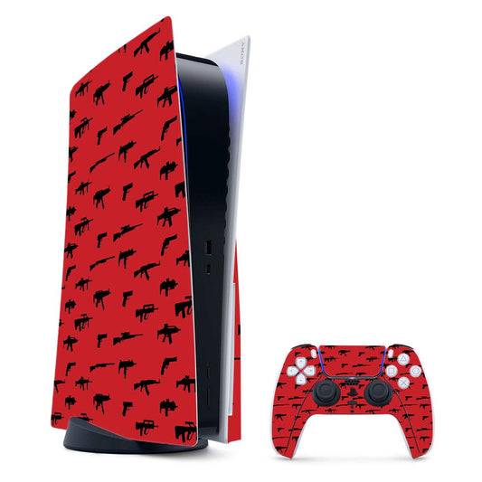 MightySkins Gaming Skin for PS5 / PlayStation 5 Bundle - Guns | Protective Viny wrap | Easy to Apply and Change Style | Made in The USA