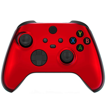 eXtremeRate Custom Shell for Xbox Controller - Chrome Red Faceplate Cover, Model FX3D403, Durable Plastic Replacement Accessory