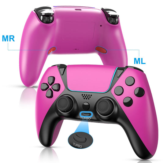 ZawWont PS5 Wireless Controller - No Drift Gamepad, Back Paddles, Turbo, Pink, Model 198-5-rosered, 1200mAh Battery