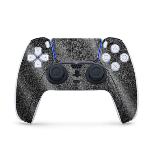MightySkins Glossy Glitter Gaming Skin for PS5 / PlayStation 5 Controller - Black Leather | Durable High-Gloss Glitter Finish | Easy to Apply and Change Style | Made in The USA