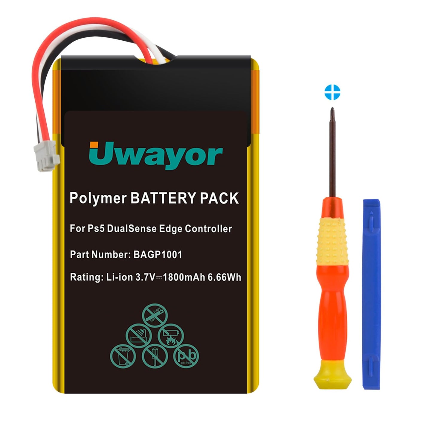 Uwayor PS5 Dualsense Edge Battery  1800mAh PS5 Edge Battery Replacement for Sony PS5 PlayStation 5 DualSense Edge Controller with Tool Set