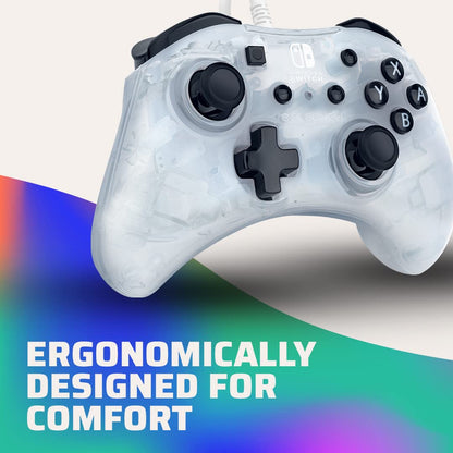 PDP Rock Candy Enhanced Wired Pro Controller for Nintendo Switch & Lite - Frost White, Ergonomic, Compact Design, Model 500-181-WH