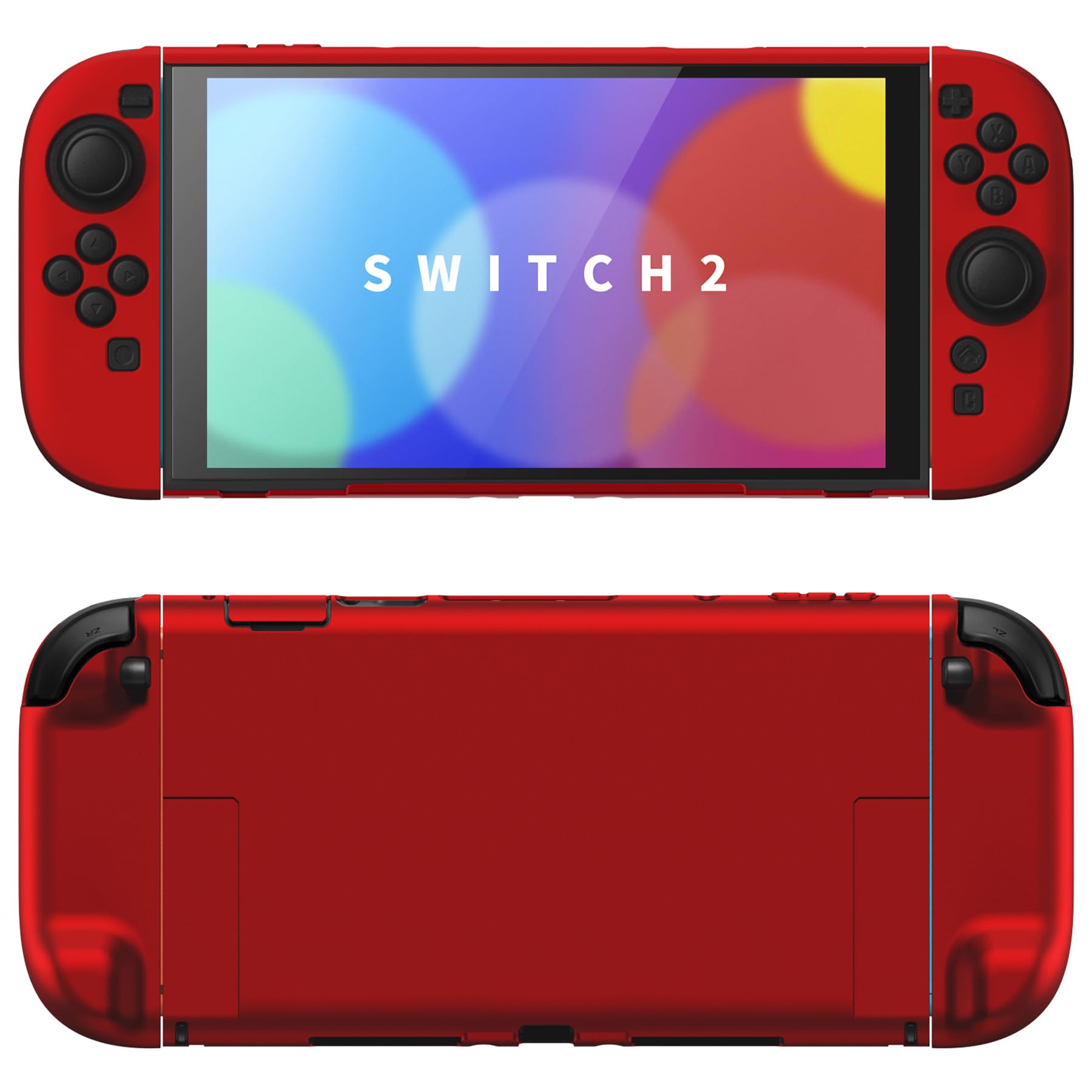 PlayVital Hard Case for Nintendo Switch 2 with Extra Stand & Thumb Grip Caps | Split Design  Dockable Protective Full-Body Shell Cover for Nintendo Switch 2 | Solid Color Series (Scarlet Red)