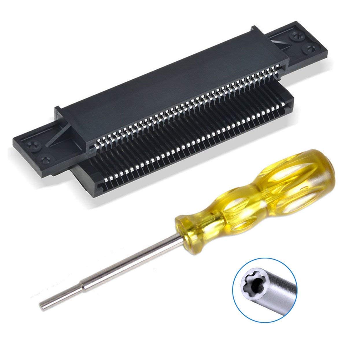 EEEKit 72 Pin Replacement Connector for NES - Yellow/Black, 22.5cm x 10cm x 2.8cm, Includes 3.8mm Screwdriver for Nintendo NES