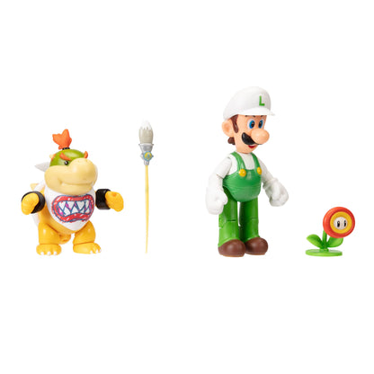 Super Mario 4" Action Figure 2-Pack: Fire Luigi & Bowser Jr. Model 411814