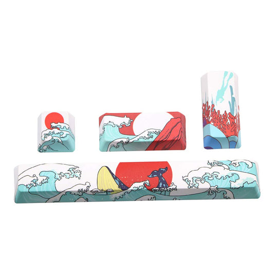 4 Keycap Set Dye-subbed PBT Keycap  OEM Spacebar Keycap  Esc Keycap Enter Keycaps for DIY Cherry MX Gaming Mechanical Keyboard  Sea