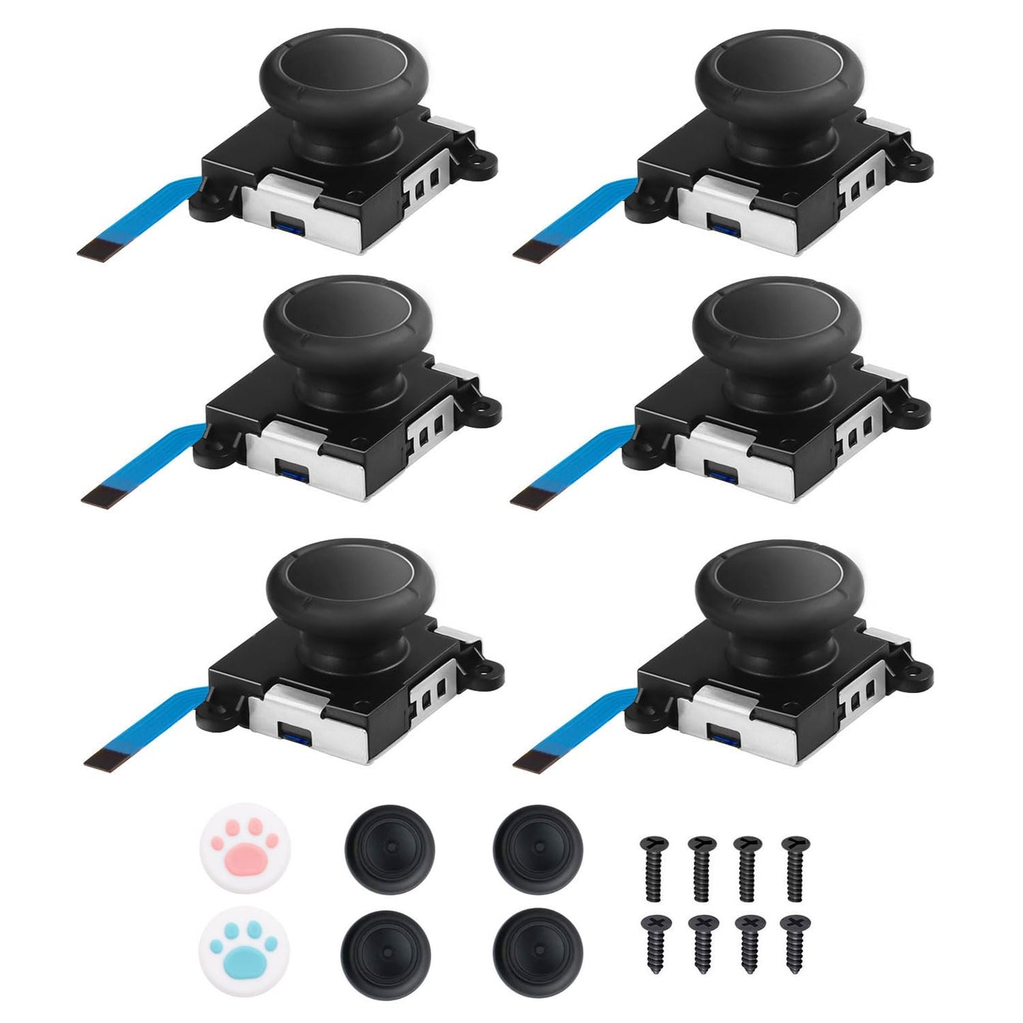 Joycon Joystick Replacement 6 Pack  Replacement Joystick Analog Thumb Stick for Switch Joy-Con Controller & Switch Lite  Left/Right Analog Joystick with Lock Buckles  Thumbstick Grips & Screws
