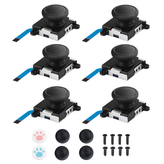 Joycon Joystick Replacement 6 Pack  Replacement Joystick Analog Thumb Stick for Switch Joy-Con Controller & Switch Lite  Left/Right Analog Joystick with Lock Buckles  Thumbstick Grips & Screws