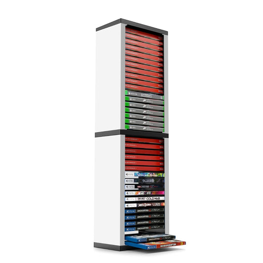 TNP Universal Video Game Storage Tower - Holds 36 Discs, White, Durable ABS for PS5, PS4, Nintendo Switch, Xbox Series S/X